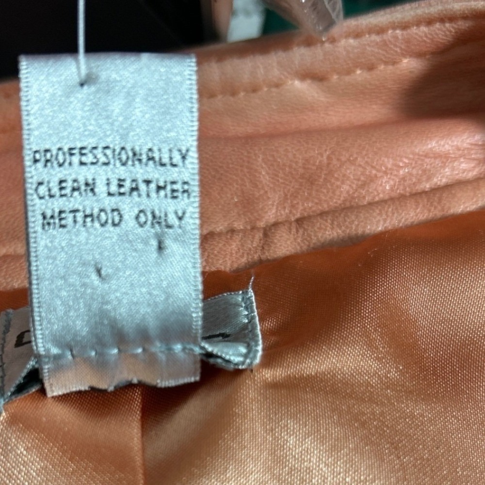Chicos Leather Jacket Sz 0 Peach Color Button 3/4 Sleeve Round Collar Womens NWT - Picture 7 of 8